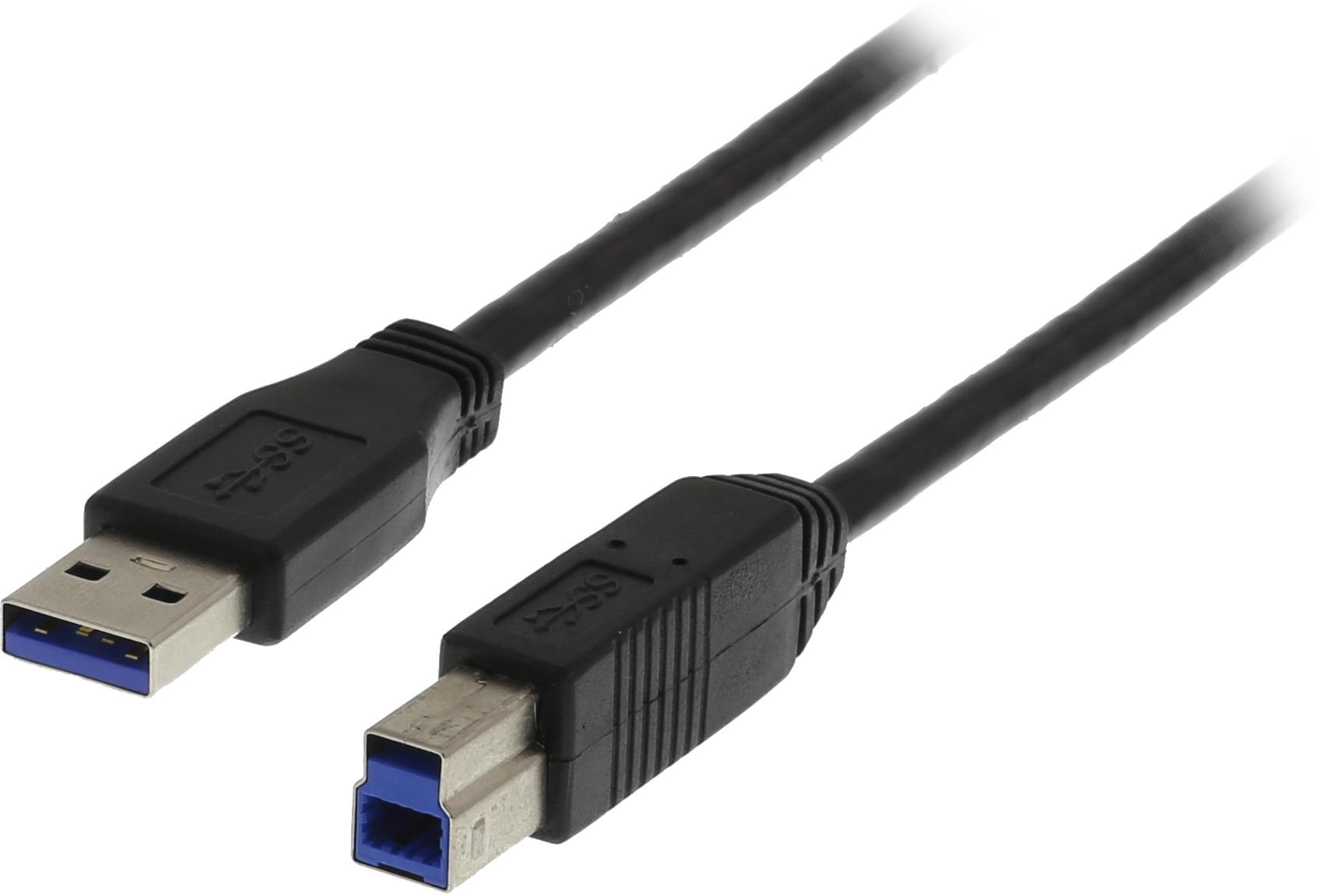Kabelis DELTACO USB 3.0, Type A ha - Type B ha, 1m, juodas / USB3-110S