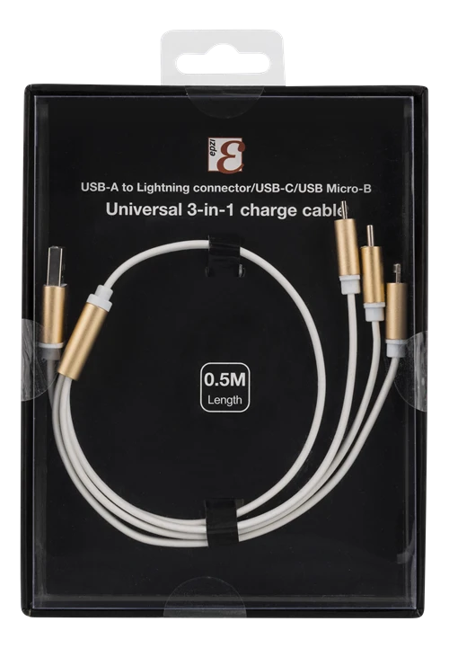 Deltaco Kabelis EPZI USB-C, apšvietimas, micro USB, 0.5m, baltas / USB-MULTI05