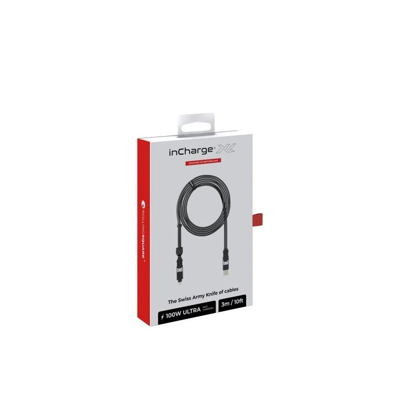 Kabelis visiems įrenginiams Rolling Square inCharge® XL, 100W, USB-C/Lightning/Micro USB,3m/ 6770085
