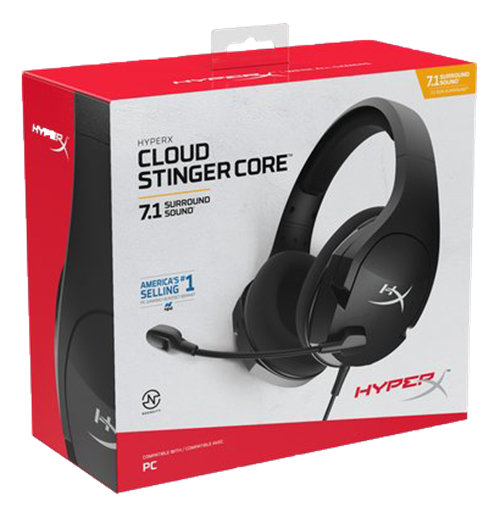 Kingston Žaidimų ausinės HyperX Cloud Stinger Core 7.1 (Juodos) suderinama  su PC | Varle.lt