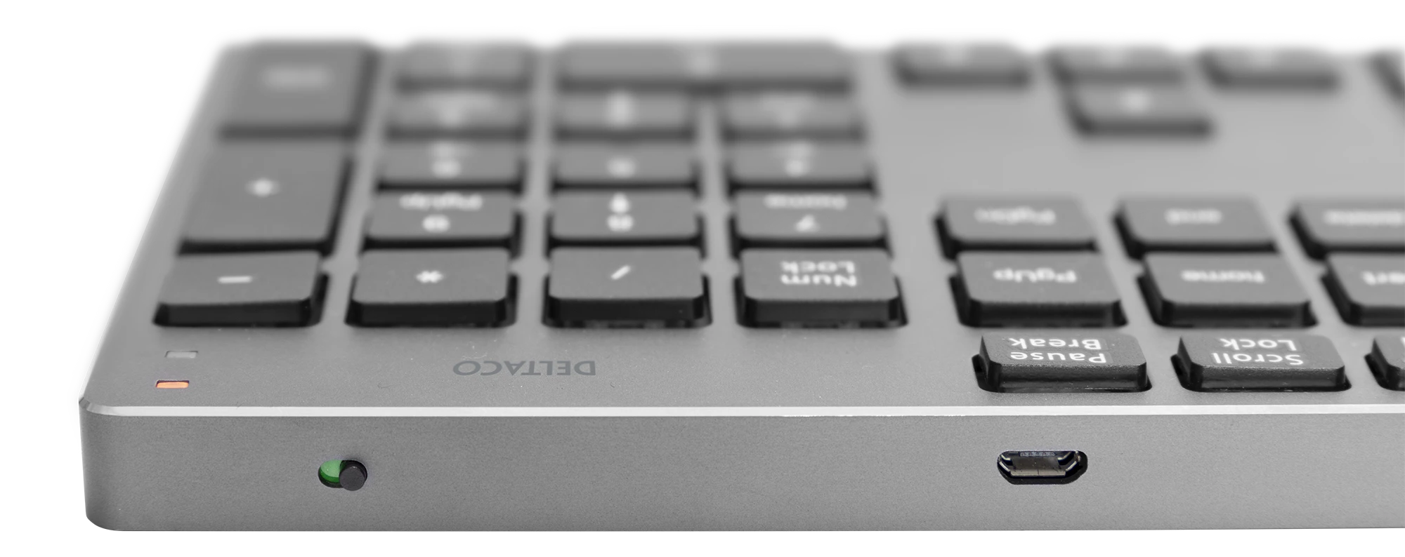 Klaviatūra Deltaco Bevielė plona ofiso kaviatūra DELTCO 2.4 GHz, USB, aliuminė, Nordic išdėstymas, tamsiai pilka / TB-802