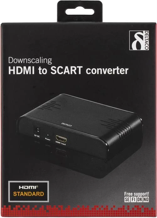 Deltaco HDMI į SCART konverteris pakuotėje