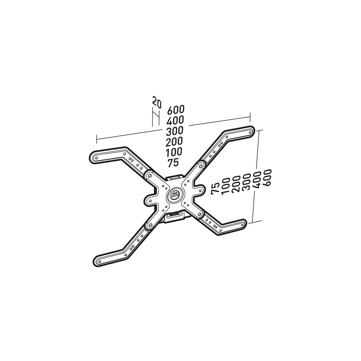 Deltaco Laikiklis Erard fiksuotas, 40"-65" ekranams, max 30kg, VESA 75>600x400 / CLIFF 600 Fixe
