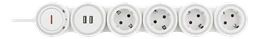 lankstus ilgiklis su 4 jungtimis, 1.4m, 16A 3500W, 2x USB-A DELTACO baltas / GT-290