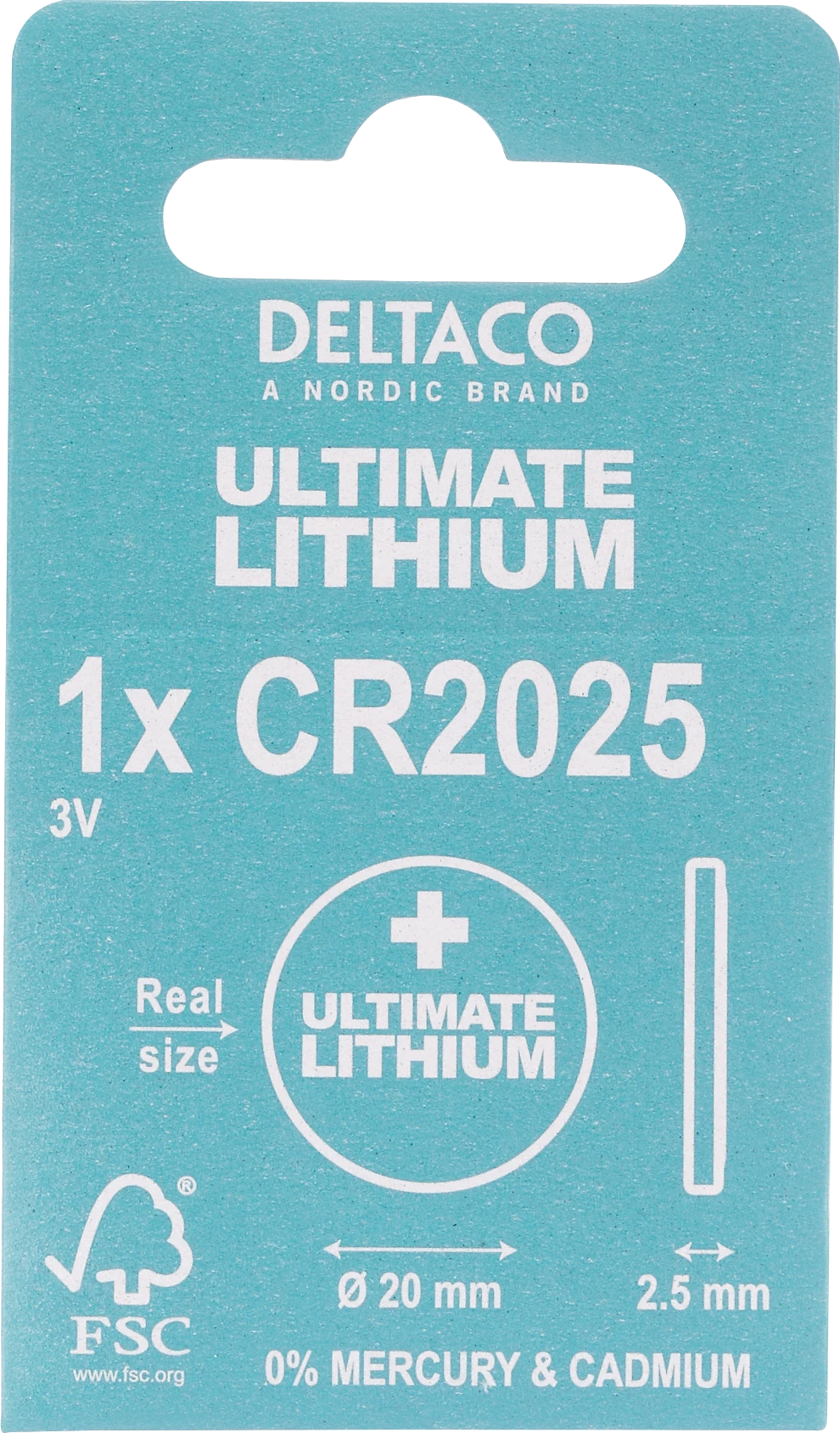 Ličio baterija DELTACO Ultimate 3V, CR2025, 1 vnt. pakuotė / ULT-CR2025-1P