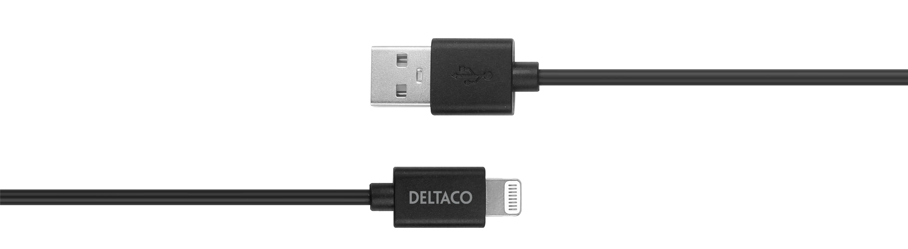 Lightning kabelis DELTACO 2m, Apple C189 chipset, MFi, FSC ženklinta pakuotė, juodas / IPLH-412
