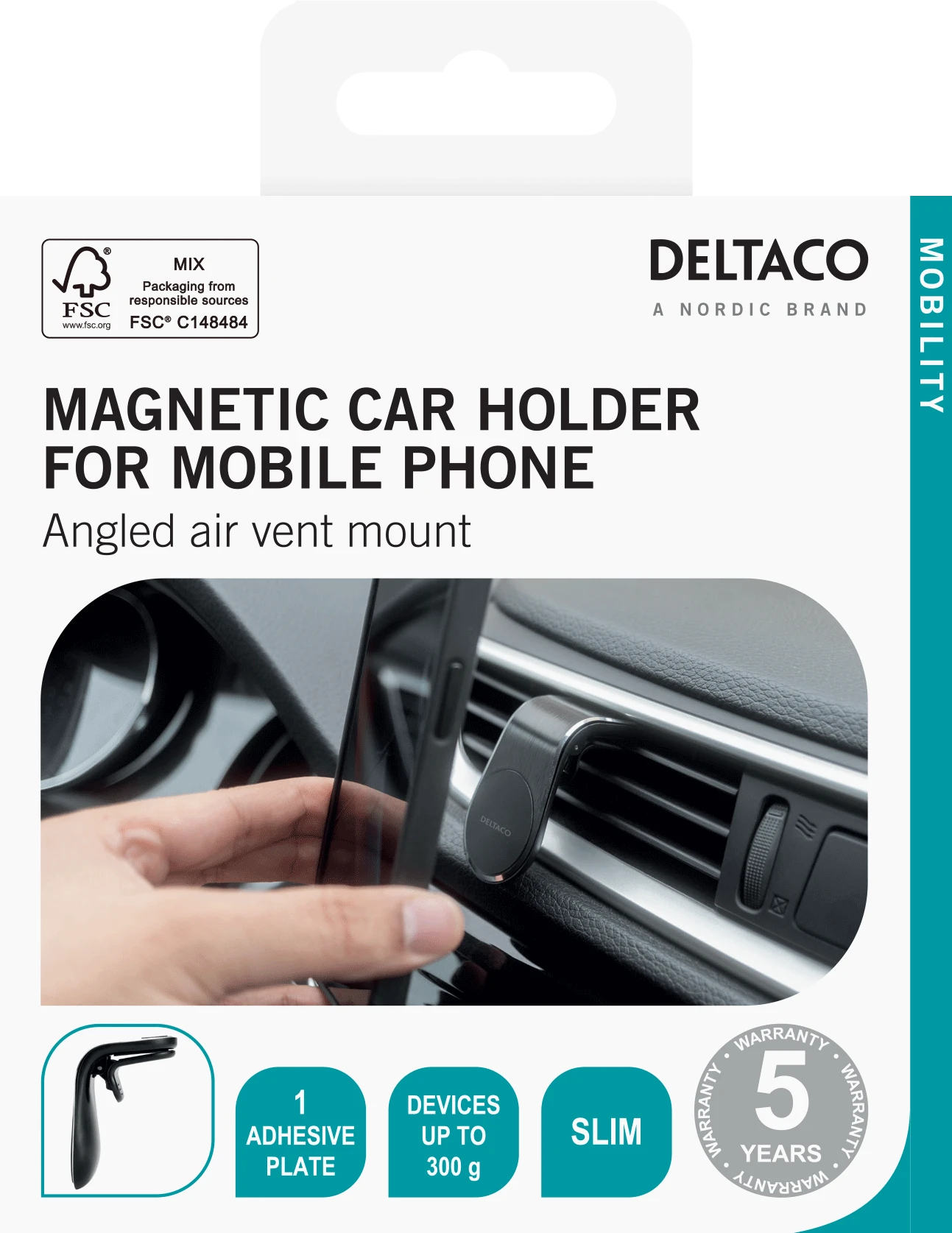 Magnetinis automobilinis laikiklis DELTACO grotelių laikiklis, juodas / ARM-C104
