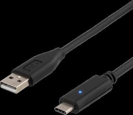 Mob. telefono kabelis DELTACO USB 2.0 "CA", 1.0m, juodas / USBC-1004-K