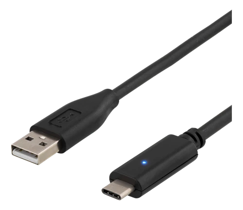Mob. telefono kabelis DELTACO USB 2.0 "CA", 1.0m, juodas / USBC-1004-K