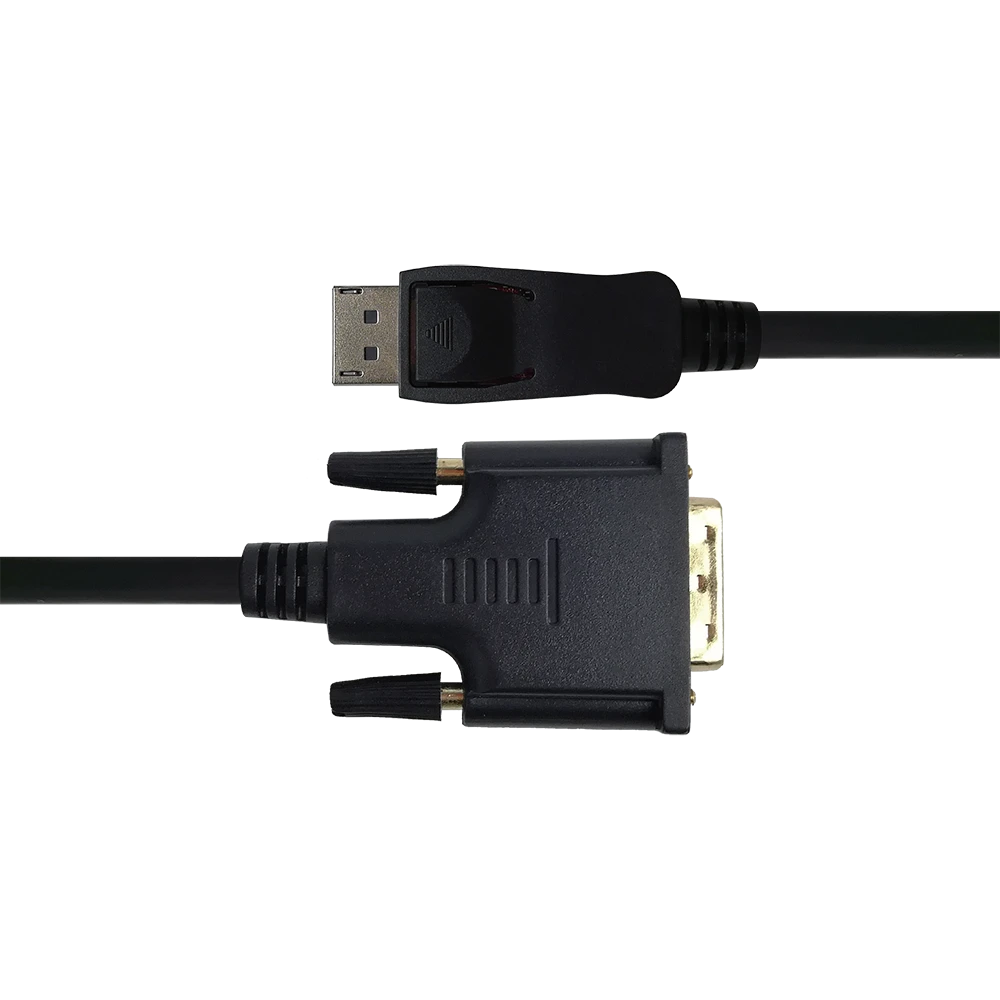 DisplayPort į DVI-D jungtys iš arti