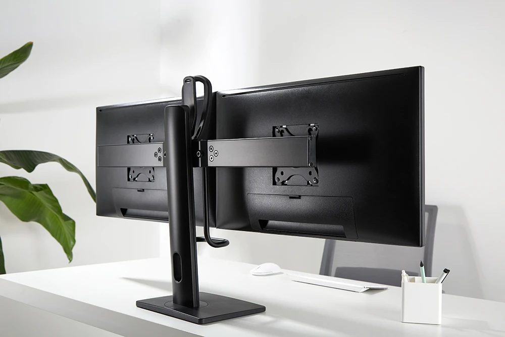 Monitoriaus laikiklis DELTACO OFFICE su pasukimu, 2 monitoriams, pakeliamas, 17-27 ", juodas / ARM-0311