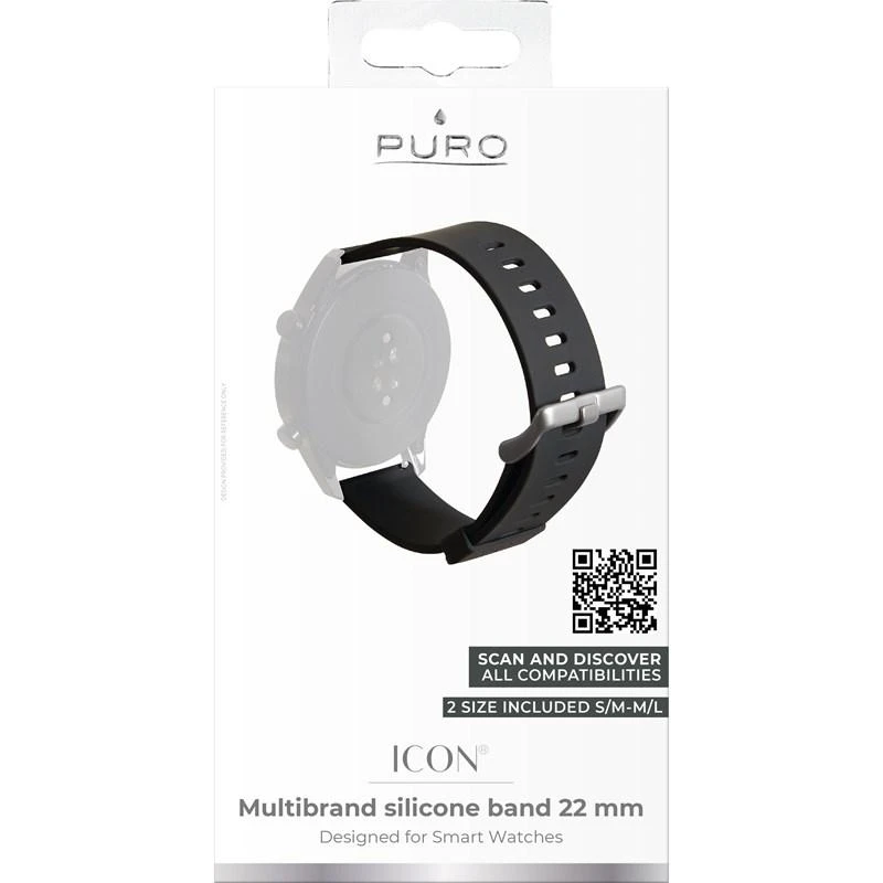 Garmin Išmaniojo laikrodžio apyrankė PURO universali, 22mm (S/M; M/L), juoda / UNIWBICON22BLK