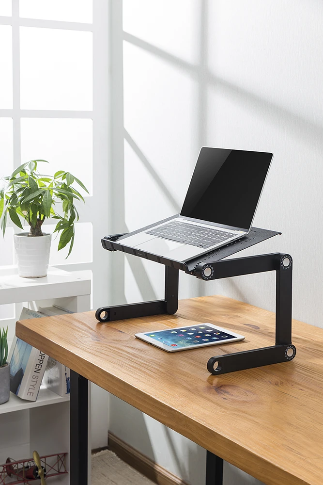 Nešiojamojo kompiuterio stovas DELTACO OFFICE mobilus, reguliuojamo aukščio, juodas / DELO-0305