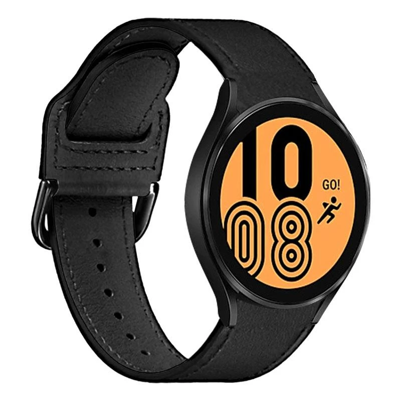Išmaniojo laikrodžio Samsung Galaxy Watch 4/4 Classic odinis dirželis, Juodos spalvos