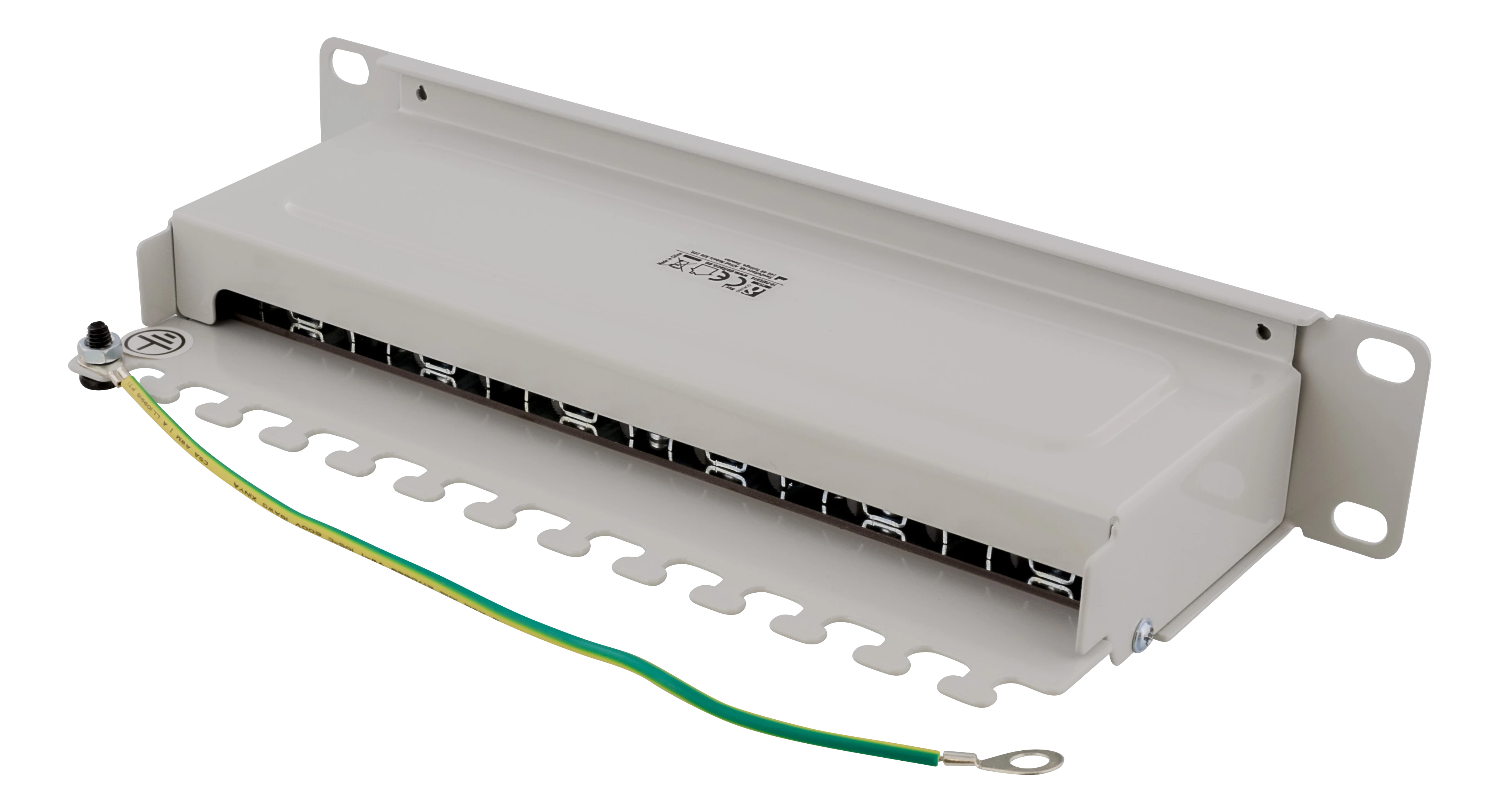 Panelė DELTACO 10", 12xRJ45, Cat6a, STP, 10Gbps, metalinė, pilka / 10-PATCH14
