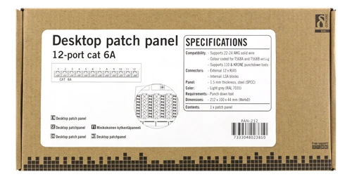 Patch panelė Deltaco, pilka / PAN-212