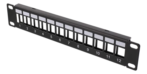 Patch panelė DELTACOIMP Keystone 10", 12 jungtys, juoda / 10-PATCH18