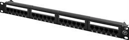 DELTACO 19 "komutacinė panelė, 24xRJ45, Cat6, UTP, 1U, 10Gbps, metalinė, juoda / PAN-112
