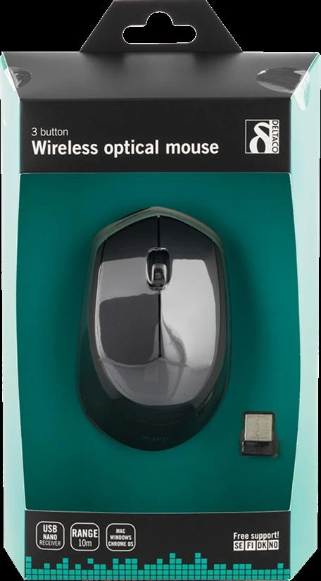 Belaidė pelė Deltaco 1200 DPI, juoda / MS-460