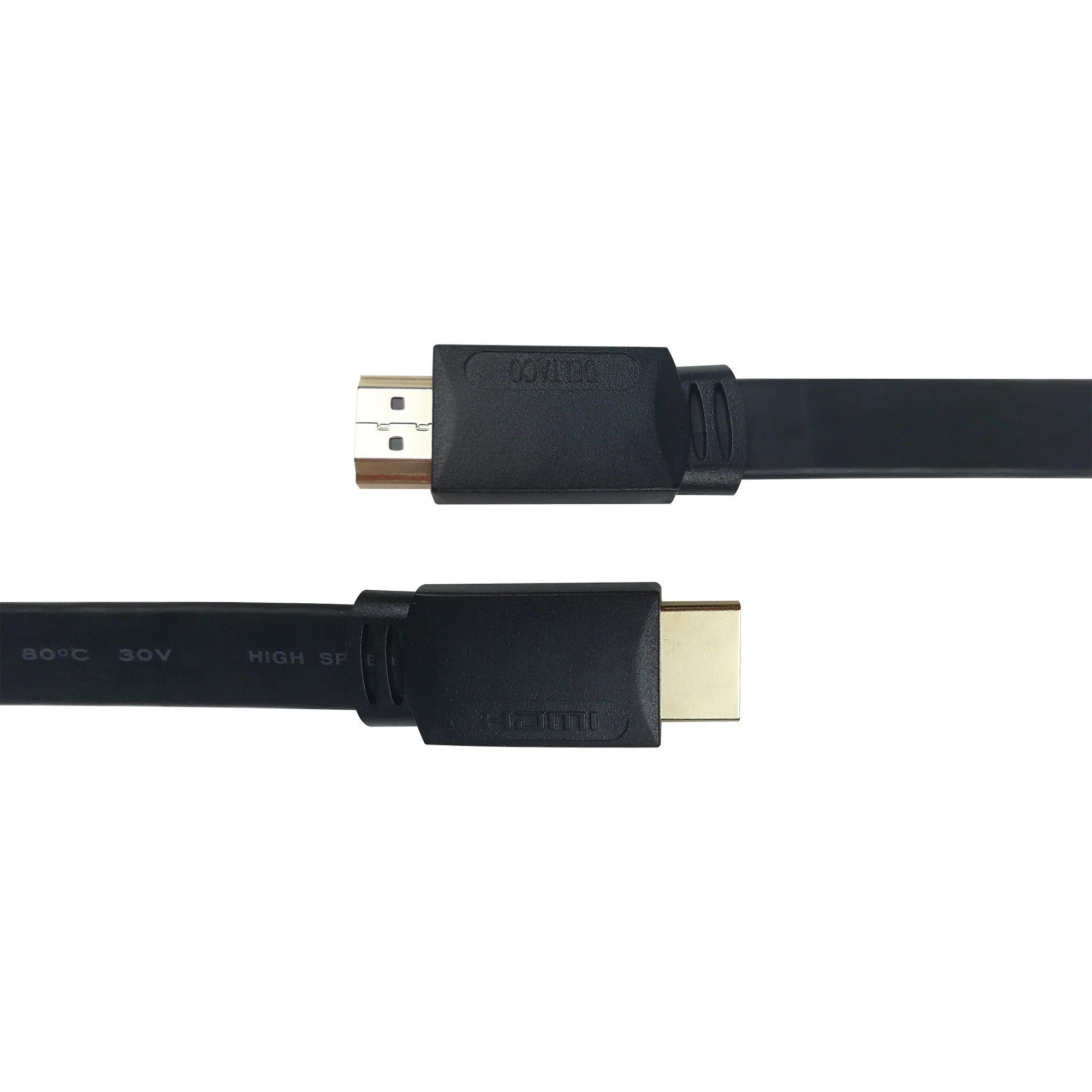 Deltaco plokščias HDMI laidas su auksuotomis jungtimis