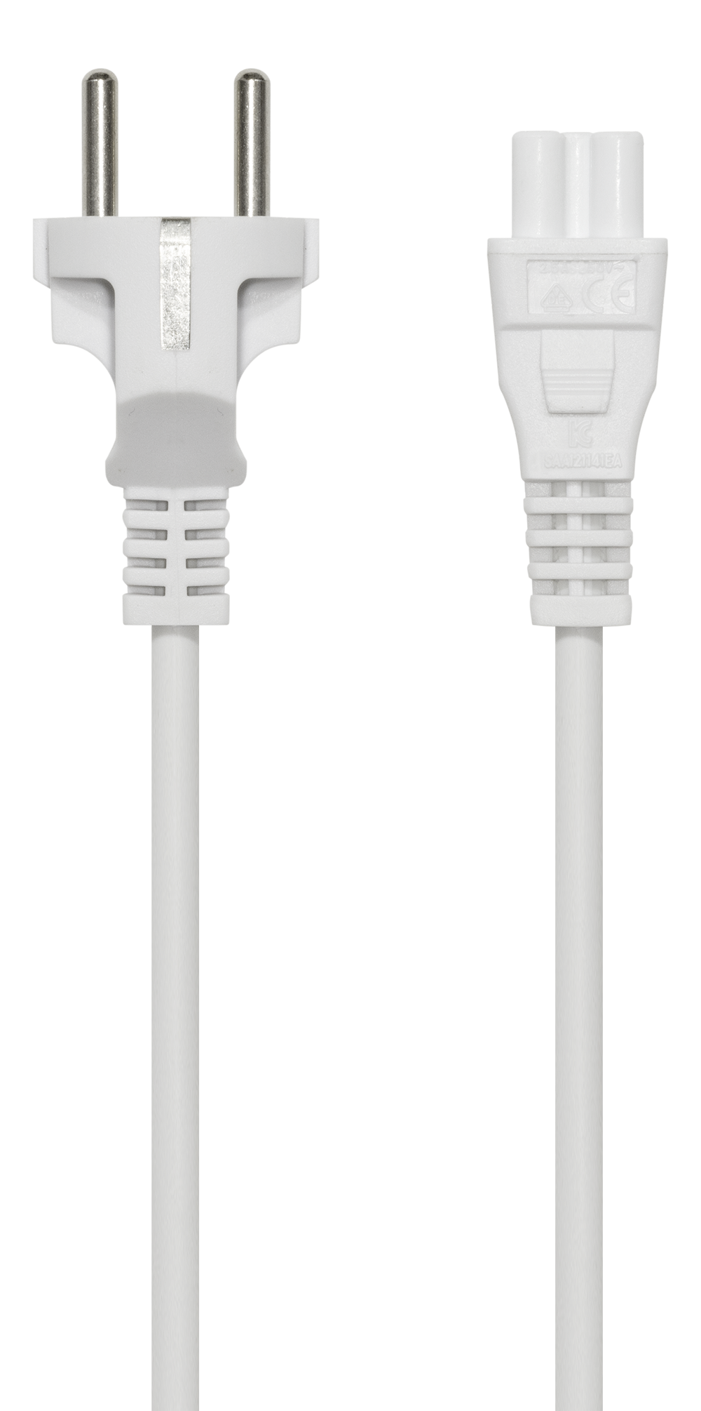 Prietaiso kabelis DELTACO įžemintas, tiesus CEE 7/7 į tiesų IEC 60320 C5, max 250V/2.5A, 2m, 3X0.75mm2, baltas / DEL-109NV
