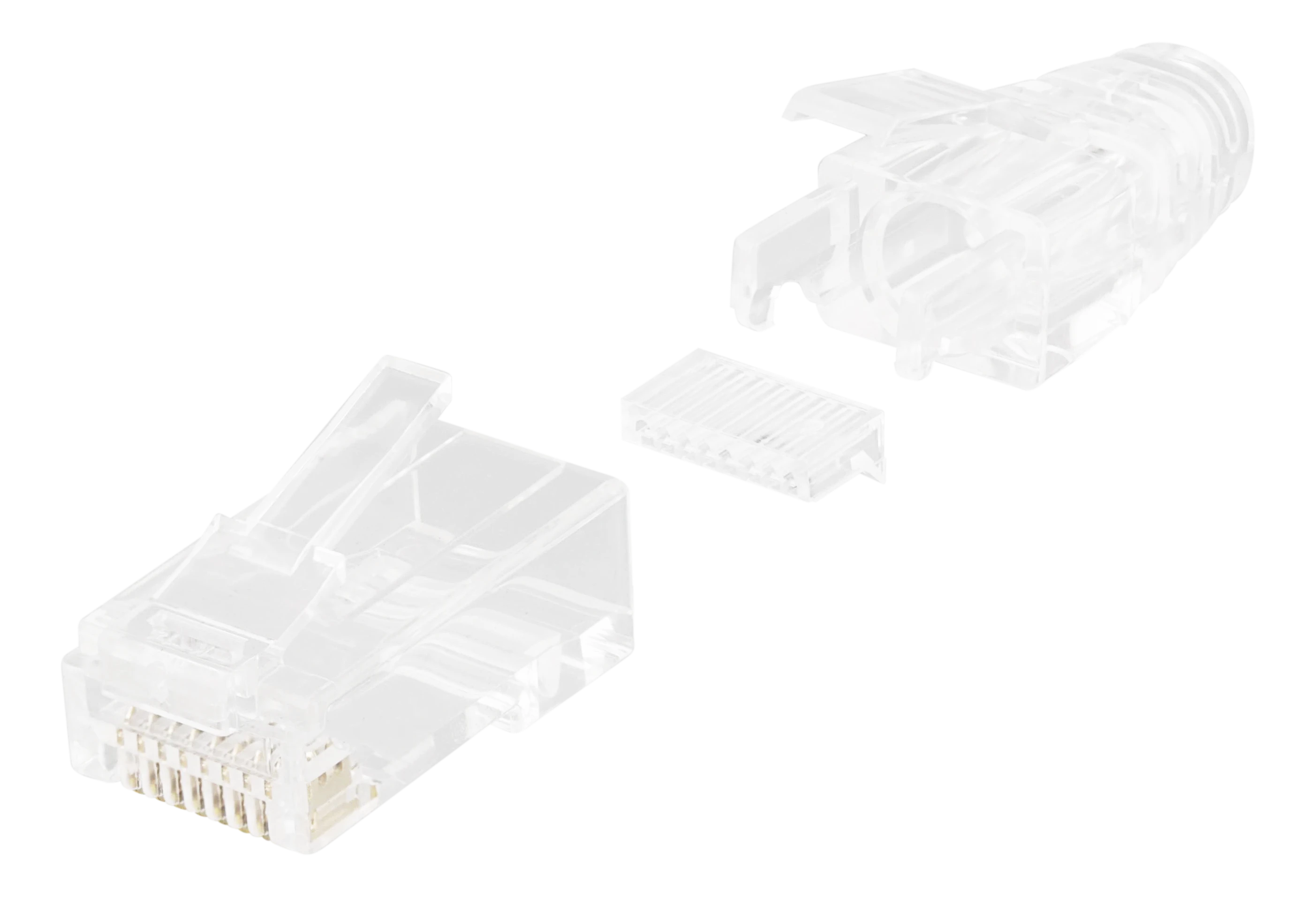 RJ45 jungtis plonam patch kabeliui DELTACO Cat6a, 28AWG, neekranuotas, įdėklas pridėtas / MD-24