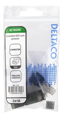 RJ45 kištukas Cat6A, neekranuotas, be įrankių DELTACO pilka / MD-105