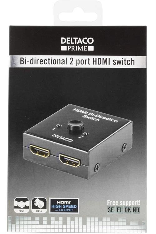 Deltaco dviejų krypčių HDMI komutatorius pakuotėje