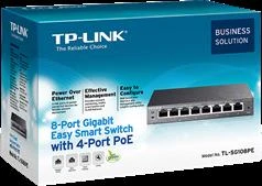 TP-Link 8 prievadų "Gigabit Easy Smart" komutatorius su 4 prievadų PoE (TL-SG108PE)