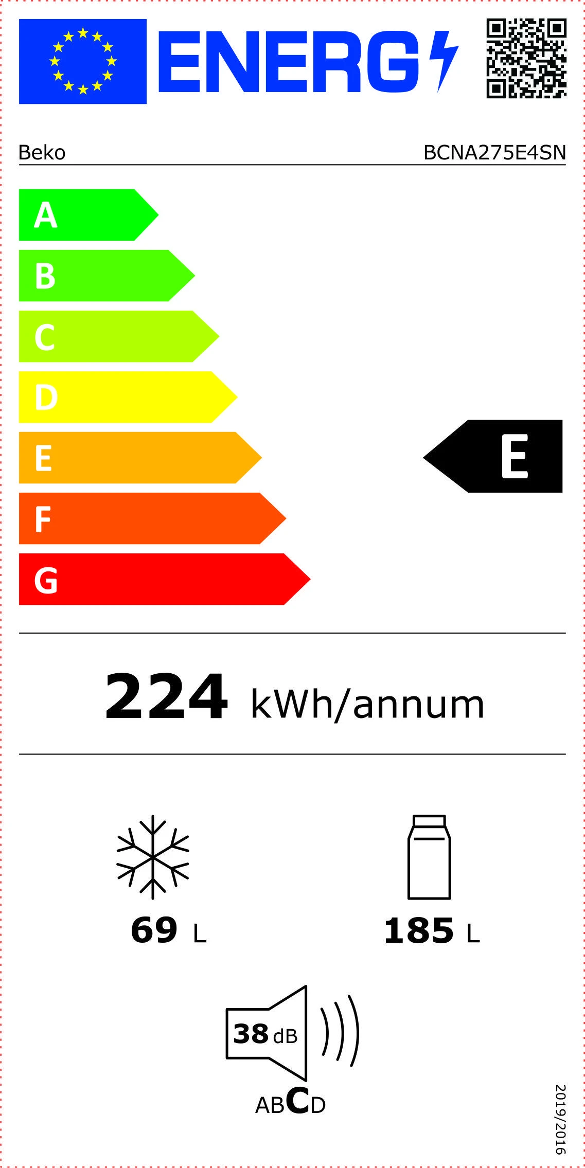 Įmontuojamas šaldytuvas Beko BCNA275E4SN
