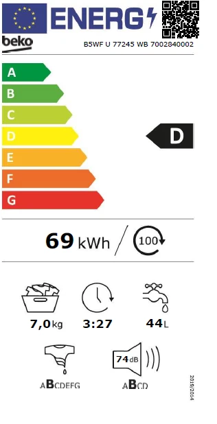 Skalbimo mašina BEKO B5WFU77245WB