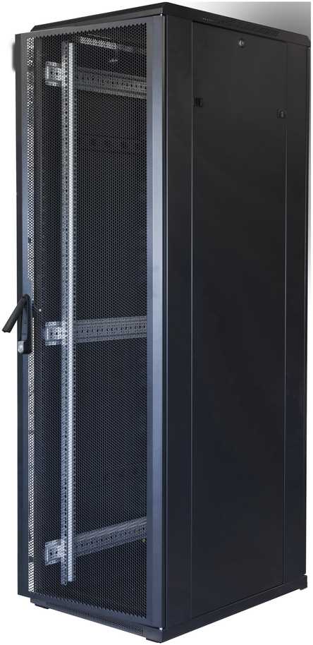 Spinta TOTEN System G, 19", 42U, 600x1000, perforuotos priekinės durys, perforuotos galinės durys, 800kg apkrova, juoda / 19-G6042PP