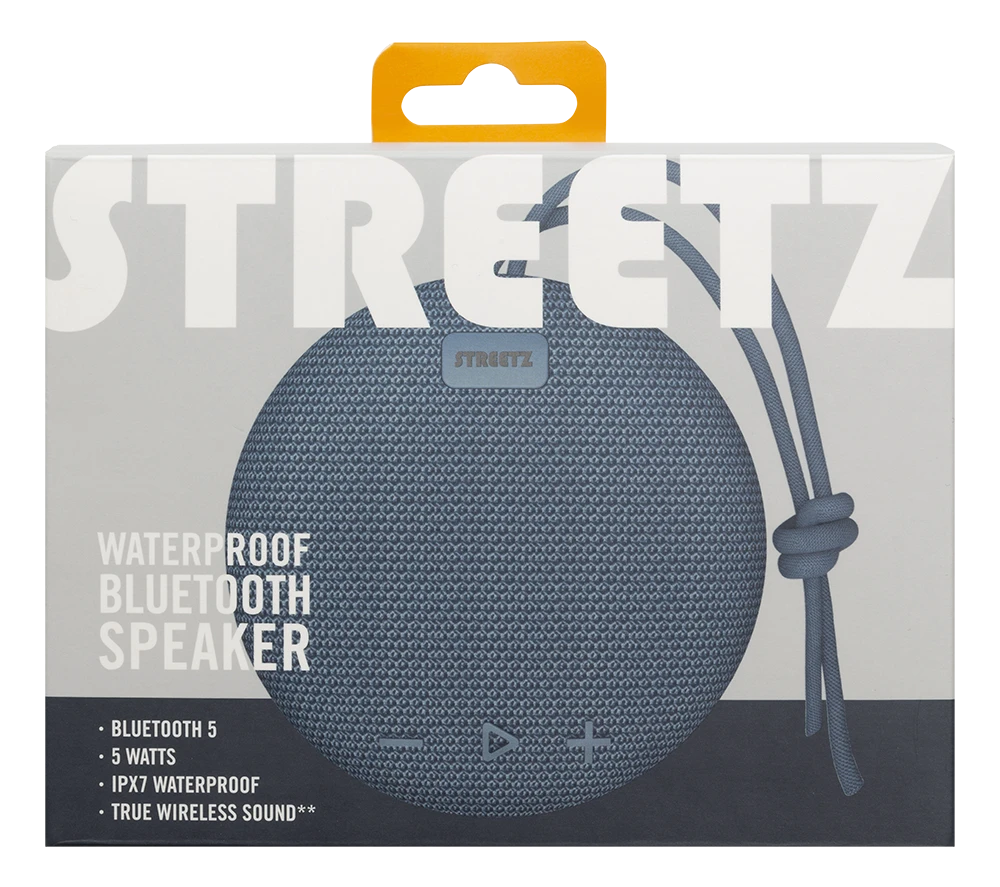 Streetz Nešiojama kolonėlė Bluetooth atspari vandeniui, 1x 5 W, AUX, IPX7, mic, mėlyna / CM769