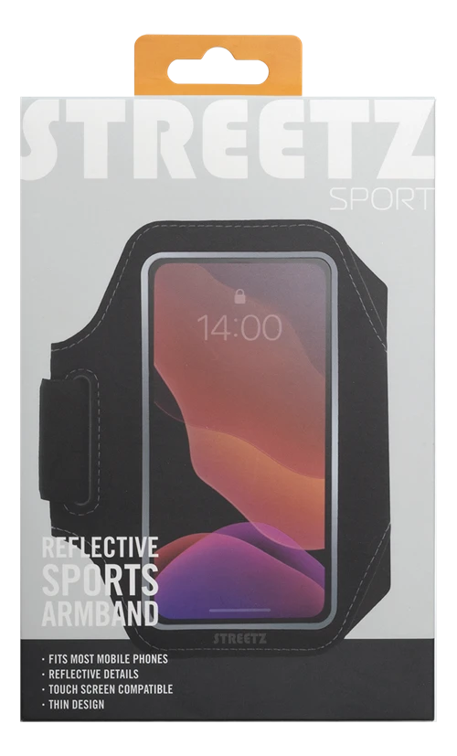 STREETZ plonas sportinis dėklas, iki 6.5" telefonams, juodas SPO-002