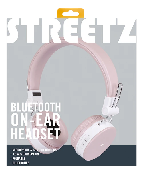 STREETZ sulankstomos ausinės „BT“ ausinės, 3,5 mm, rausvos HL-BT402