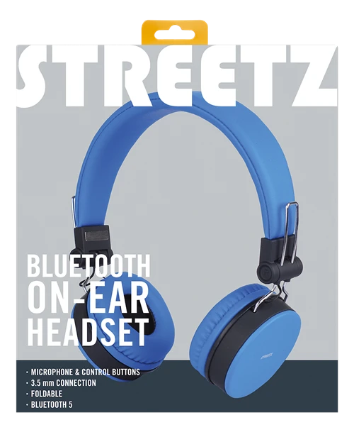 Belaidės ausinės STREETZ sulankstomos, BT 5.0, mėlynos / HL-BT401
