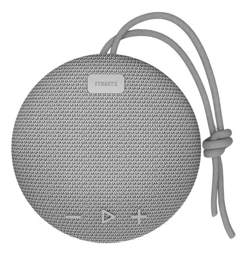 STREETZ vandeniui atsparus „Bluetooth“ garsiakalbis, 5 W, AUX, įmontuotas mikrofonas, pilkas CM764