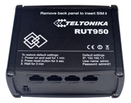 Šakotuvas Extralink Maršrutizatorius LTE Teltonika RUT950U022C0 (3G/4G/LTE SIM, xDSL (laido jungtis LAN), 2,4 GHz)