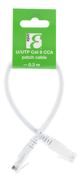Deltaco U / UTP Cat6 kabelis, CCA, 0,3m, 250MHz EPZI balta / TP-603V-CCA
