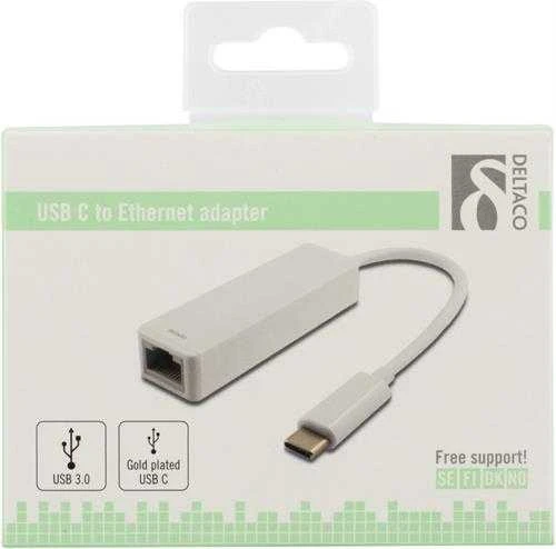 Adapteriai DELTACO 1xRJ45, 1xUSB 3.1, baltas/ USBC-GIGA1
