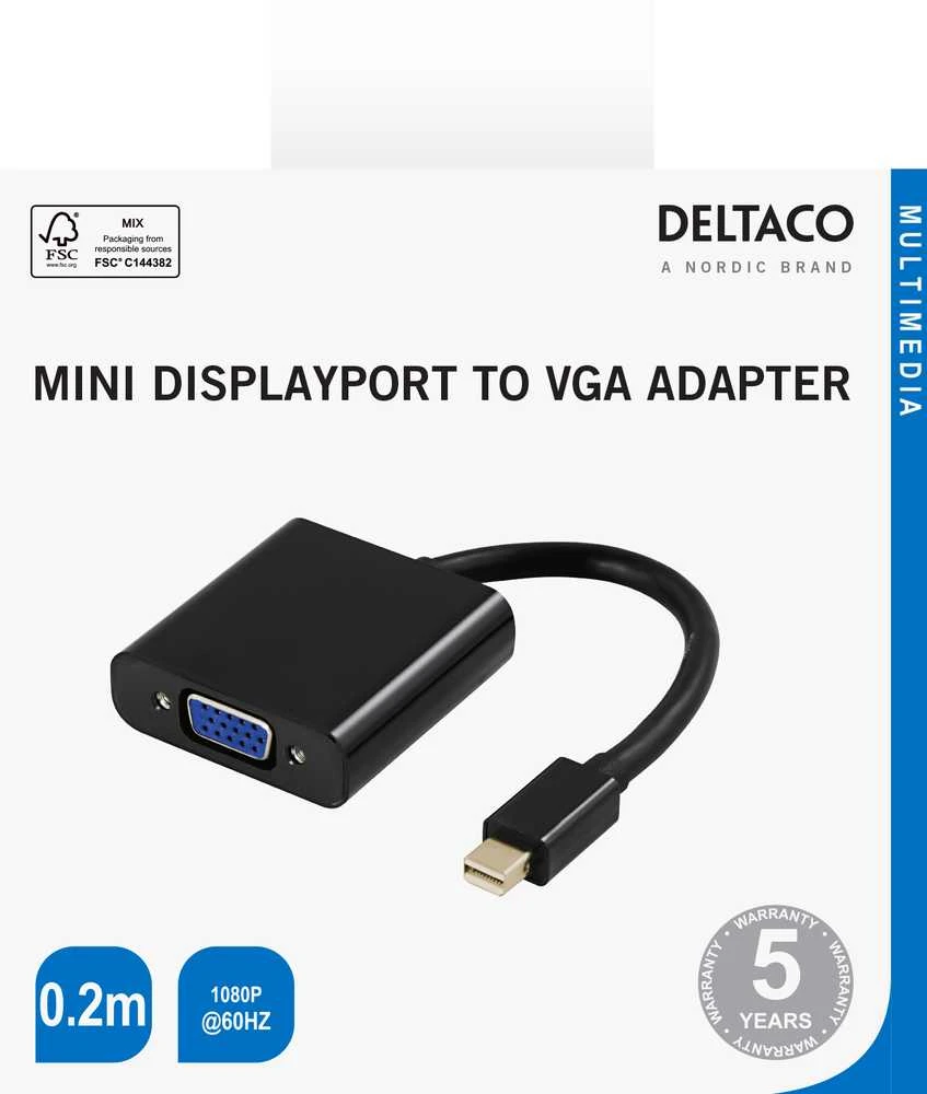 Deltaco vaizdo adapteris miniDisplayPort į VGA