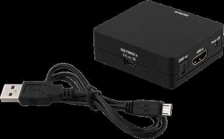 Adapteriai DELTACO HDMI į HDMI + SPDIF / 3.5mm, Ultra HD 30Hz, 5.1 / 2.1 audio, juodas / HDMI-7038