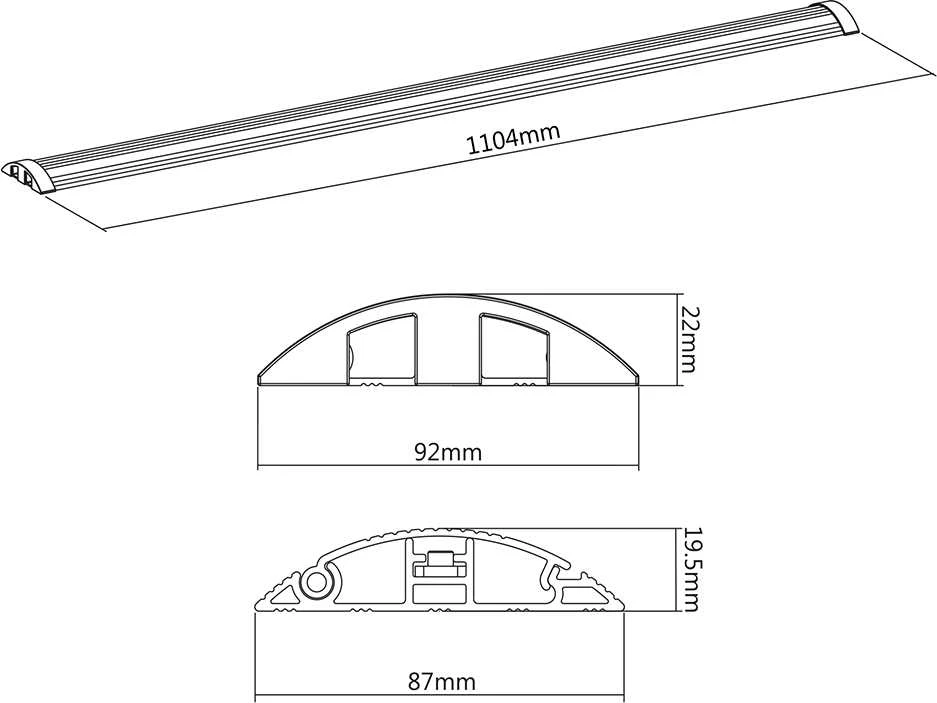 Aliuminis kabelių dangtelis DELTACO OFFICE 1104 x 92 mm, sidabrinis / DELO-0205
