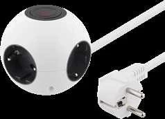 Apvalus maitinimo lizdas su 4 jungtimis, 4xCEE 7/4 jungtys, 1xCEE 7/7 jungtis, 1.4m kabelis DELTACO baltas / GT-291