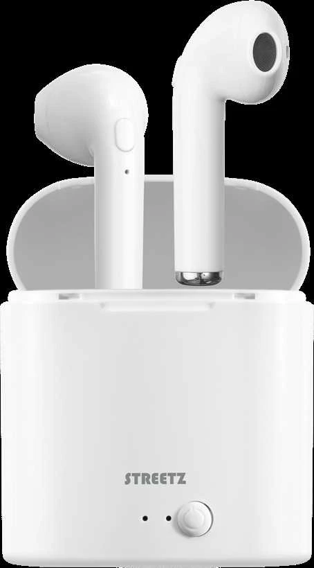 Ausinės STREETZ True Belaidės, 350 mAh su dėžute, BT5 baltos / TWS-0008