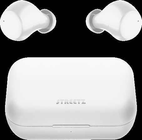Ausinės STREETZ True Belaidės, Bluetooth 5, įkrovimo dėklas 500 mAh, baltos / TWS-111
