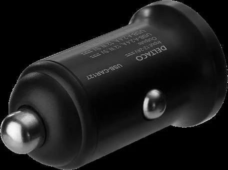 Automobilinis įkroviklis DELTACO 12/24 V USB su dviem USB-A jungtimis, 24 W, juodas USB-CAR127