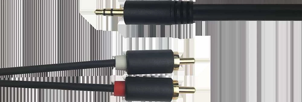 Audio kabelis DELTACO 3.5mm male - 2xRCA male 3m, juodas / MM-141-K / R00180005