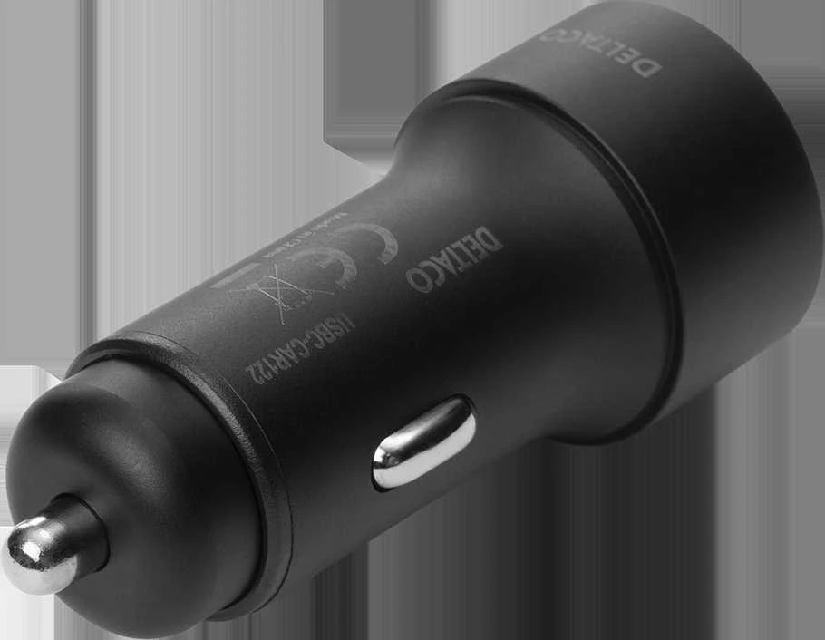 Automobilinis USB kroviklis DELTACO 1x USB-C, PD 18 W, 1x USB-A, 18 W, 36W, metalinis / USBC-CAR122
