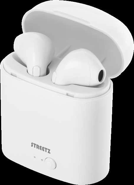 Ausinės STREETZ True Belaidės, 350 mAh su dėžute, BT5 baltos / TWS-0008